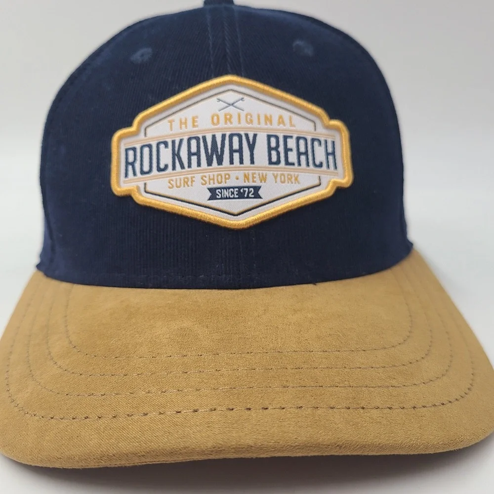 Rockaway Beach Hat Snapback Blue Brown Corduroy Surf Shop New York Patch Men